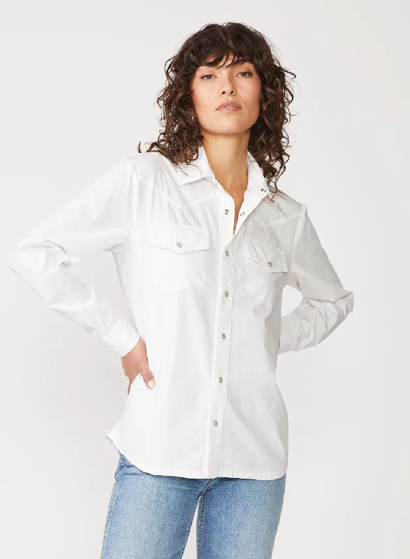 Price Drop Structured Poplin Western Shirt in White