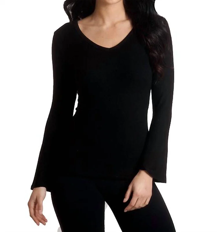 Blowout Deals Supersoft Bell Sleeve Top In Black