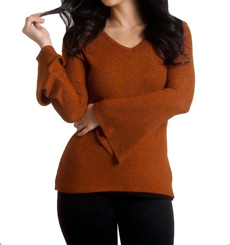 Price Cut Supersoft Bell Sleeve Top In Spice