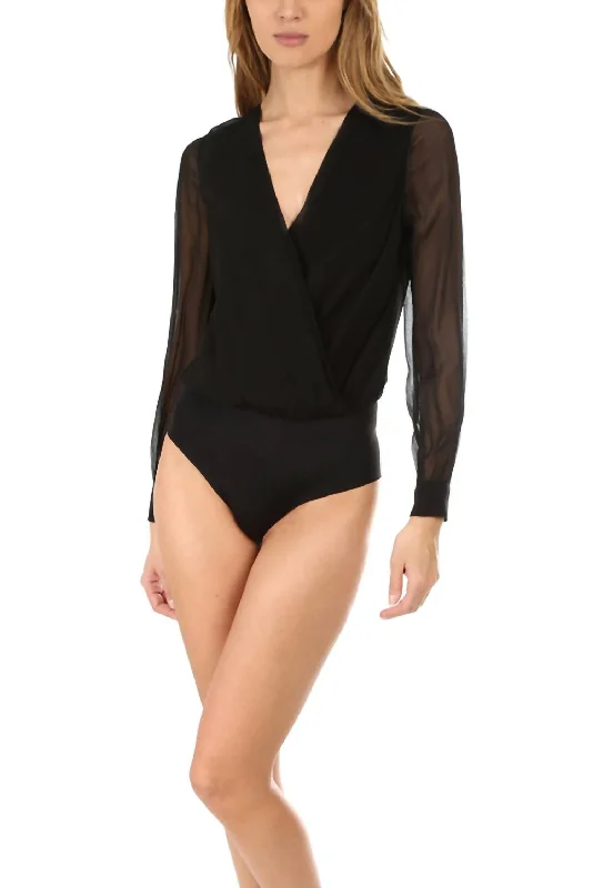 Amazing Deals Tasha Silk Bodysuit In Black