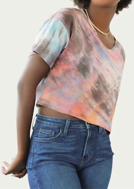 Sale Event Tie-Dyed Silk Charmeuse Crop Top In Aura