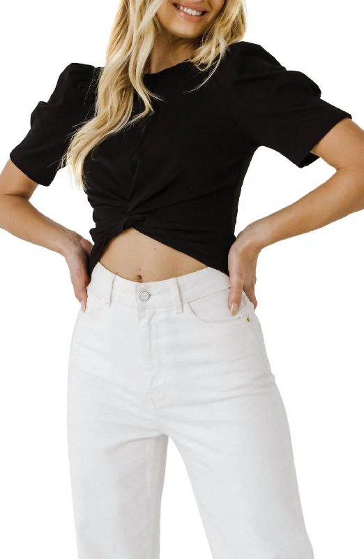Extra Savings Twist Front Crop Top In Black