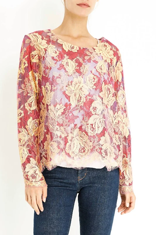 Price Cut Two Layer Top In Yellow/ Fuchsia