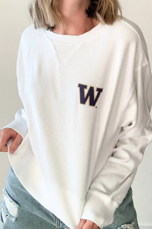 Weekend Flash Sale Uw Logo Corded Boxy Sweatshirt In White