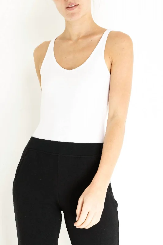 Limited Availability Vneck Tank Bodysuit In White