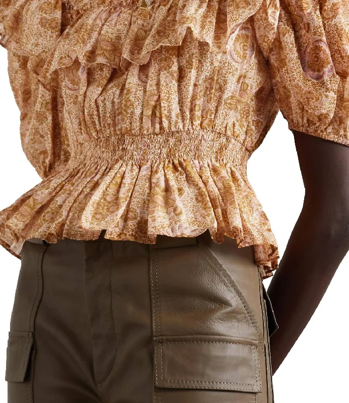 Fantastic Deals Warner Square Neck Ruffle Trim Cotton Blouse in Meadow
