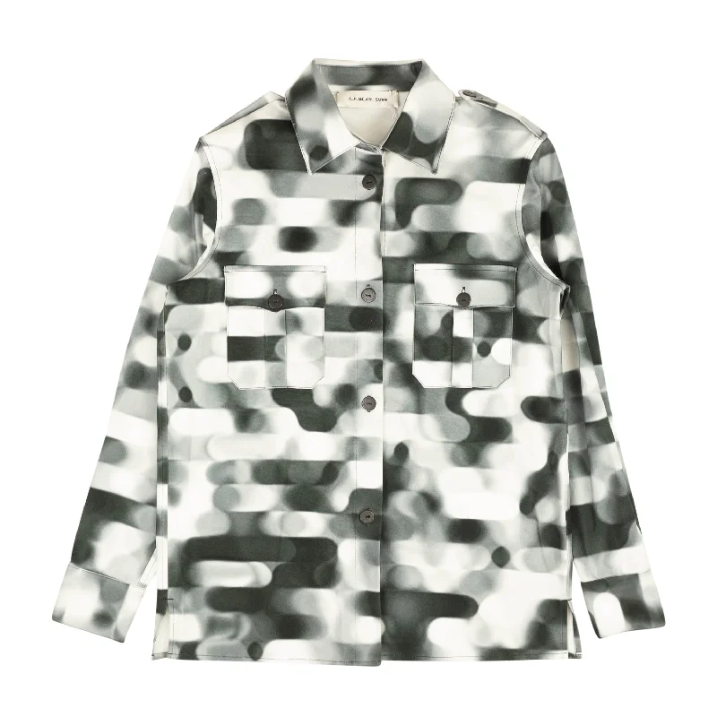 Best Seller White And Black Blur Check Button Down Shirt