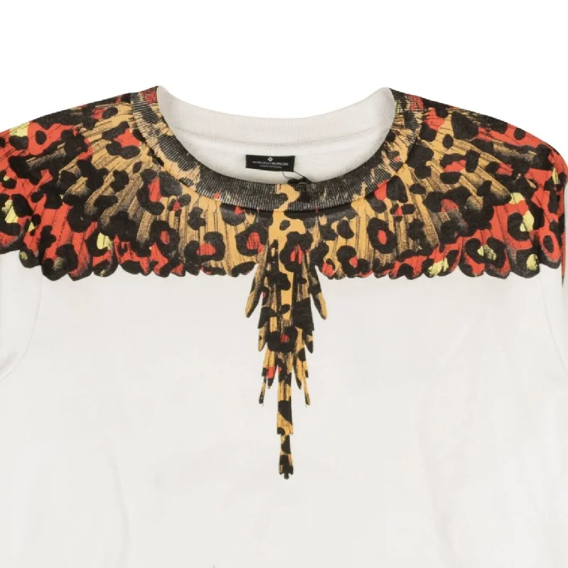 Special Offer White Leopard Wings Cotton Crewneck