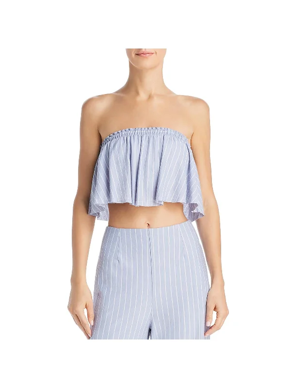 Special Discount Wild One  Womens Striped Strapless Crop Top
