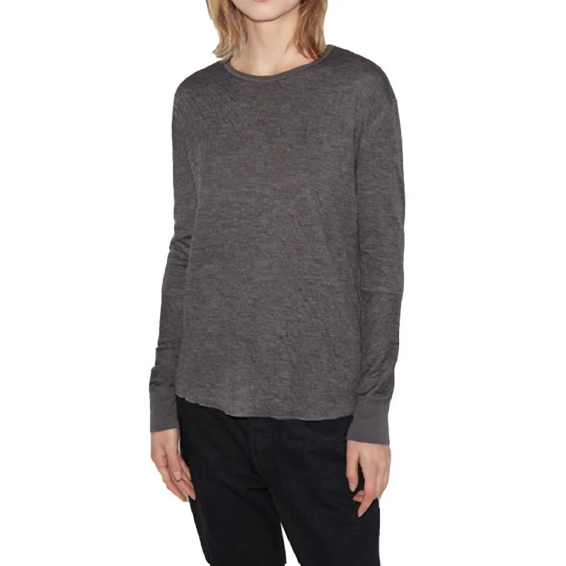 Blowout Deals Women Duofold Crew Neck T-Shirt In Gray