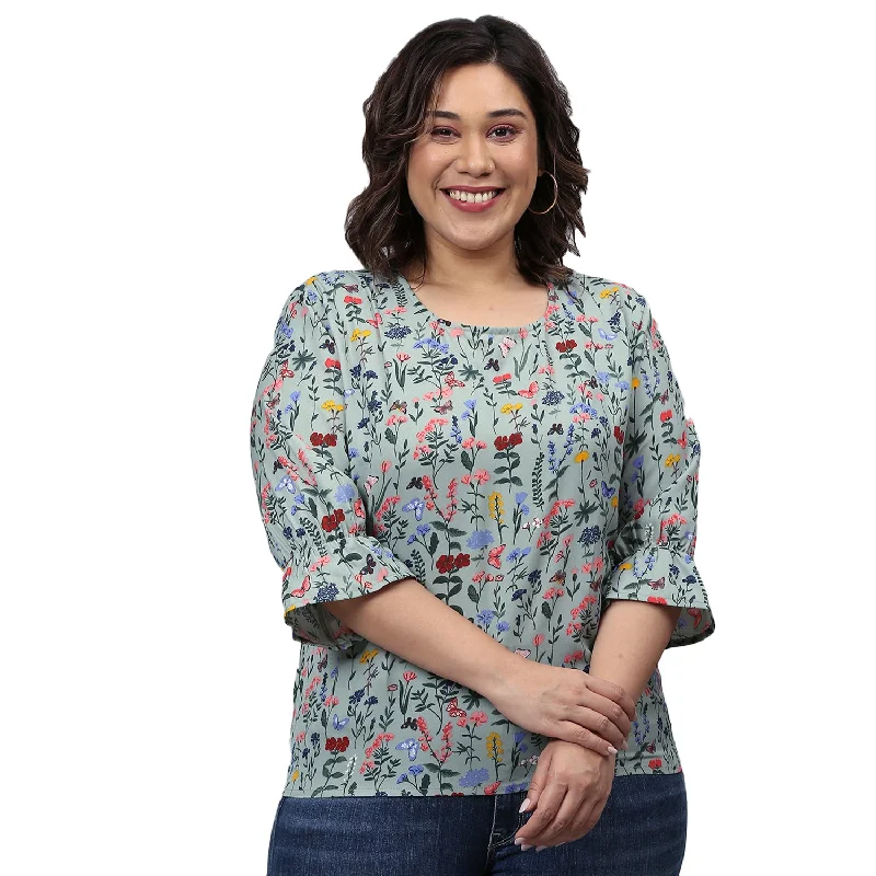 Closeout Women Regular Fit Quarter Sleeve Round Neck Top