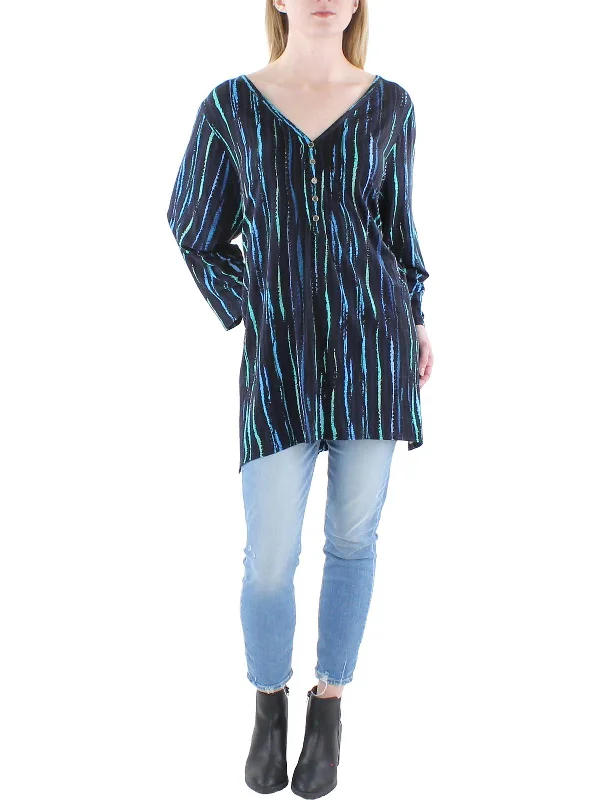 The Best Prices Womens Abstract Stripe V-Neck Pullover Top