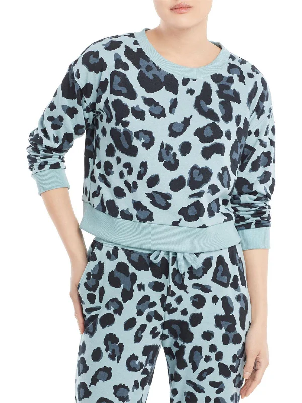 Instant Discount Womens Animal Print Crop Sweatshirt