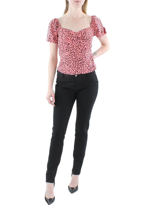 Super Bargain Womens Animal Print Square Neck Cropped