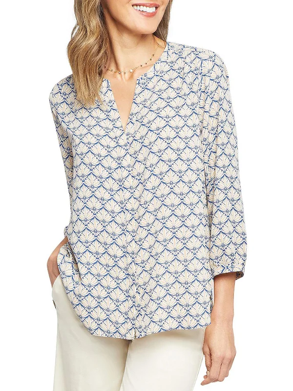Daily Specials Womens Chiffon Pintuck Button-Down Top
