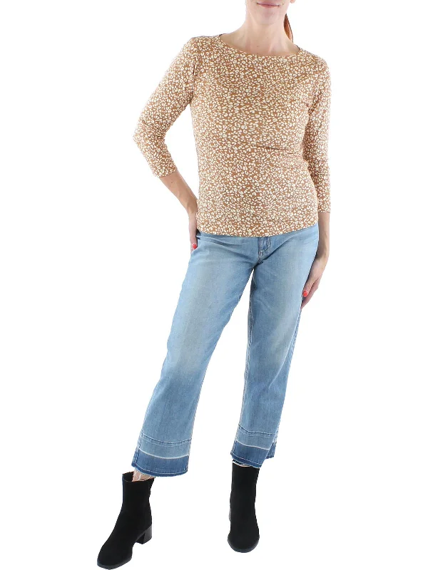 Clearance Sale Womens Cotton Blend Animal Print Pullover Top