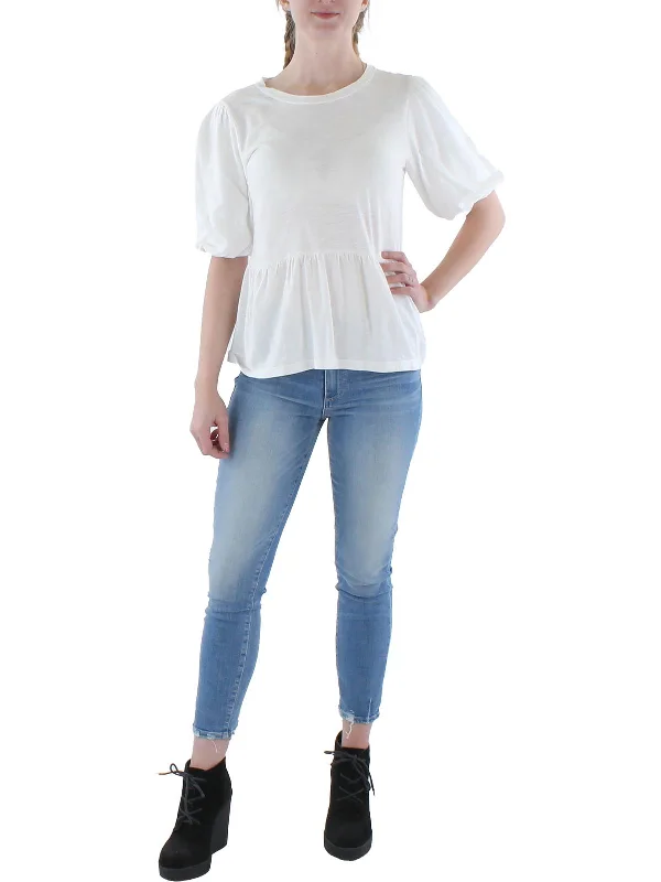 Seasonal Clearance Womens Cotton Ruffled Trim Pullover Top