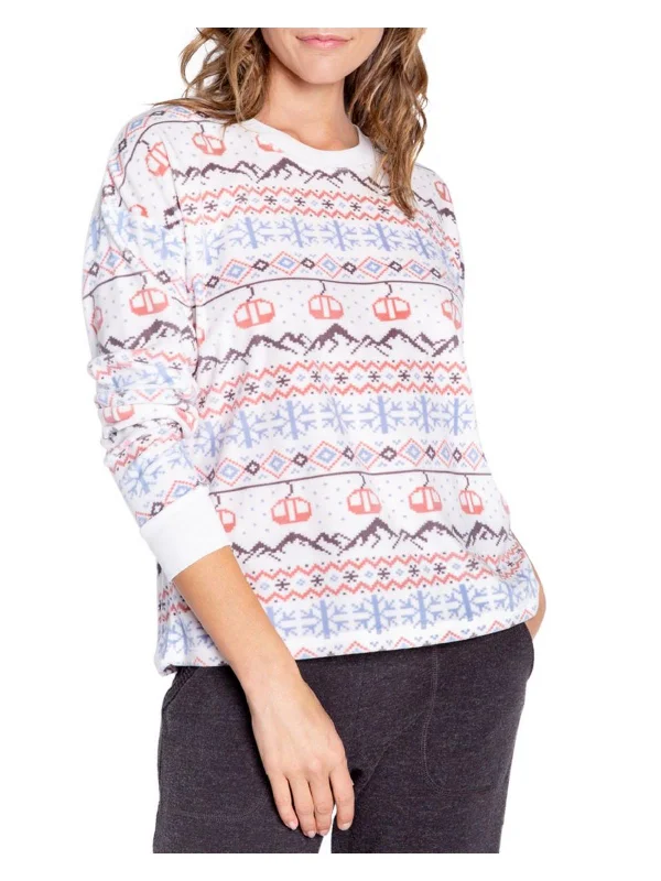 Exclusive Savings Womens Crewneck Snowflakes Pullover Top