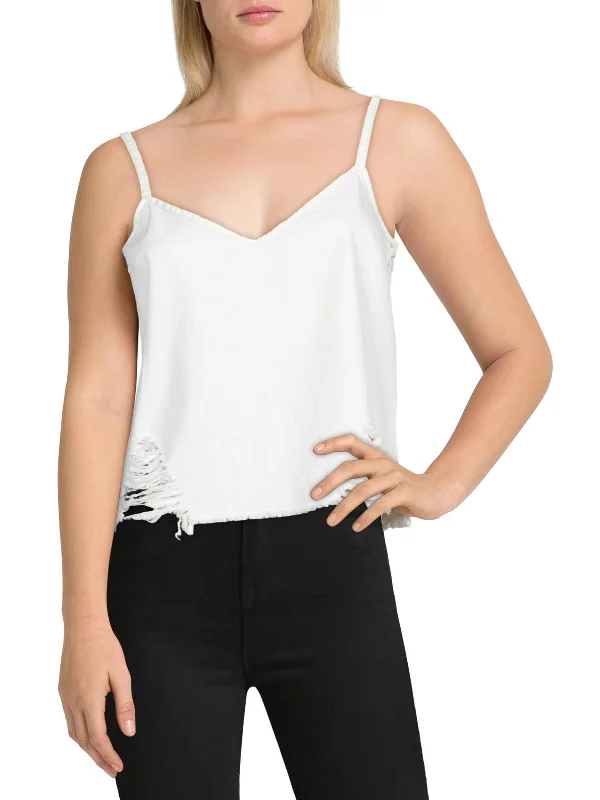 YEAR-End Sale Womens Denim Distressed Tank Top