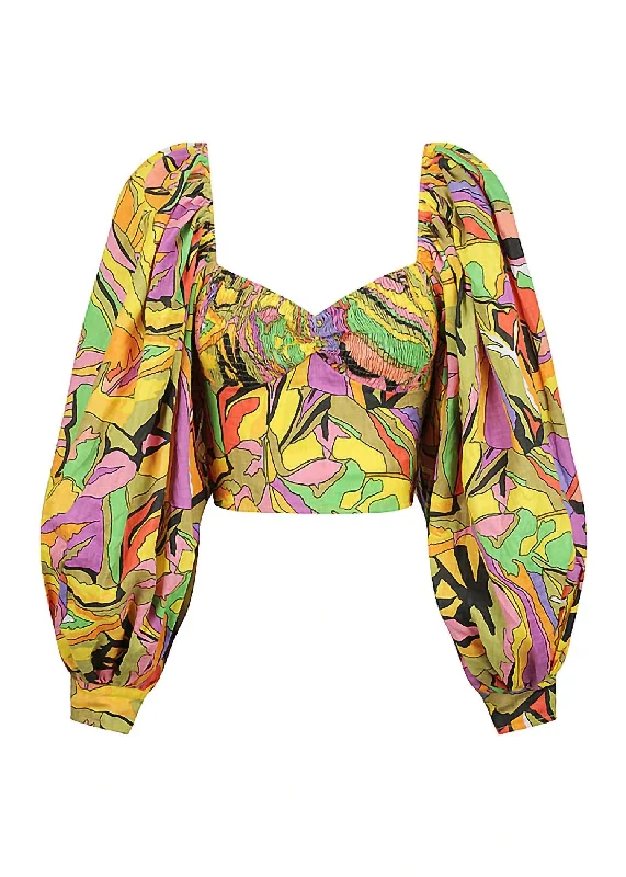 Sale Event Women's Exaggerated Puff Sleeve Top In Birds Of Paradise