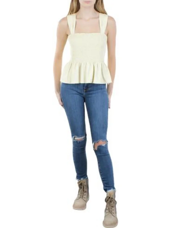 Customer Appreciation Sale Womens Faux Leather Cropped Peplum Top