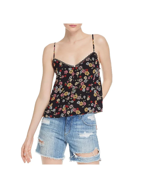 Deal Explosion Womens Floral Button-Down Tank Top