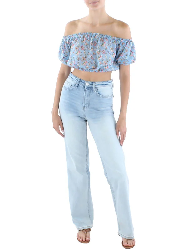 YEAR-End Sale Womens Floral Print Peasant Cropped