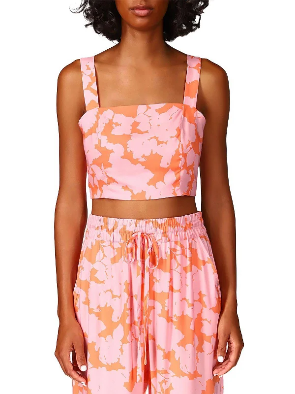 Bonus Savings Womens Floral Square-Neck Cropped