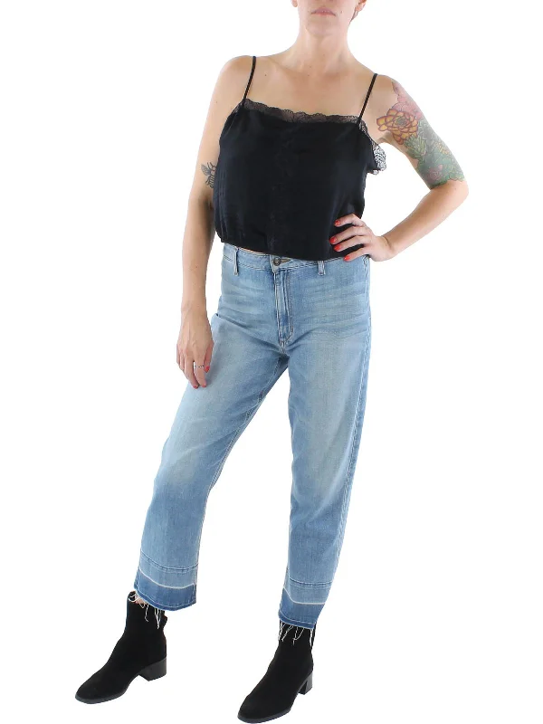 Overstock Sale Womens Lace Trim Cropped Tank Top