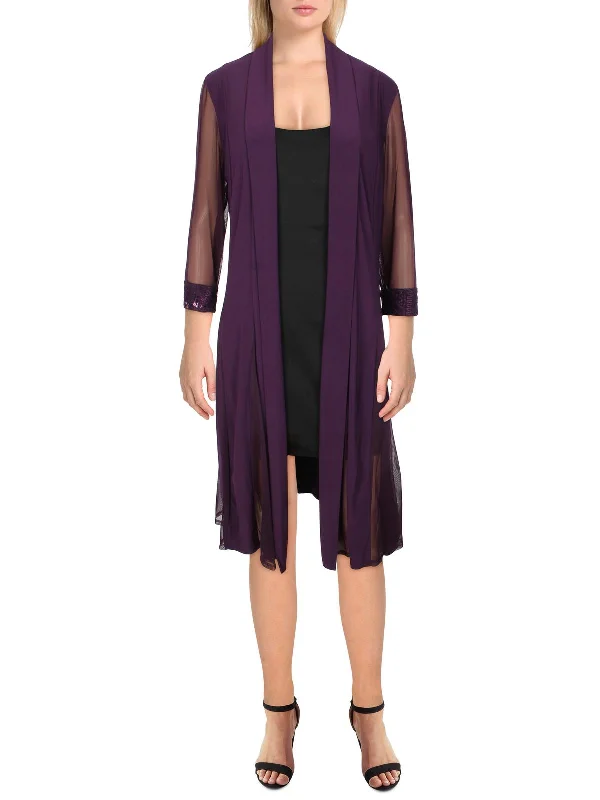 Today's Special Womens Lace Trim Mesh Inset Duster Top