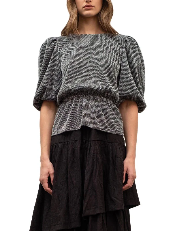 Today’s Deal Womens Metallic Striped Peplum Top