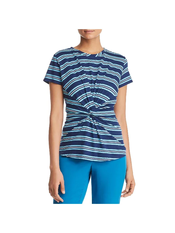 Seasonal Sale Womens Printed Knot-Front Casual Top