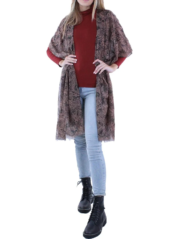 Price Meltdown Womens Printed Open Front Poncho Top