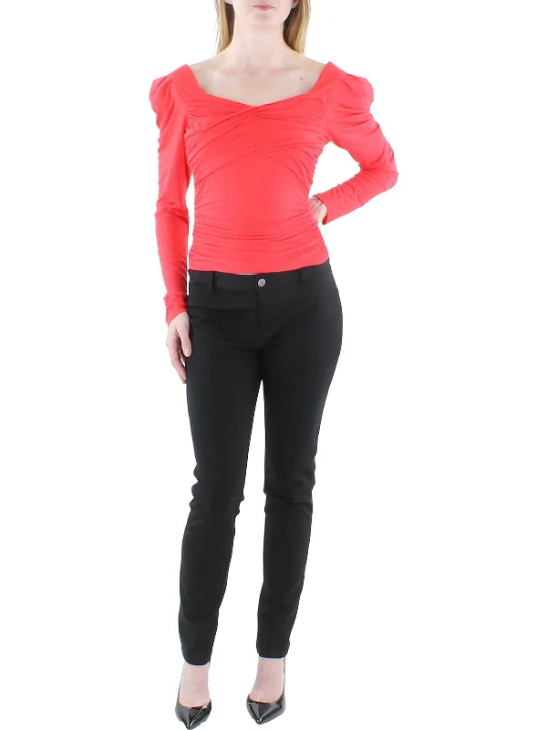 Super Sale Womens Ruched Fitted Pullover Top