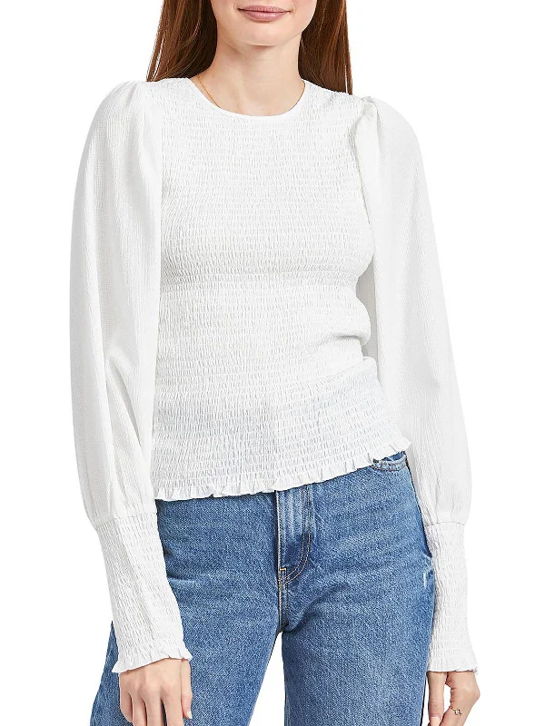 Lowest Prices Womens Smocked Crewneck Blouse