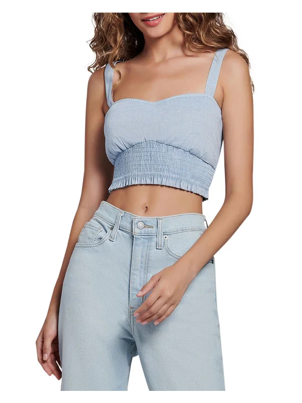 Year-End Sale Womens Smocked Linen Cropped