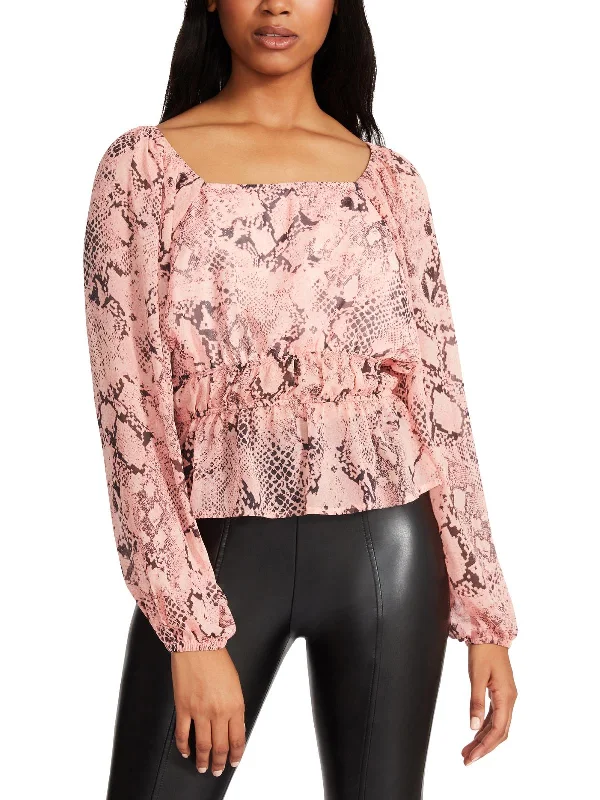 Great Bargains Womens Snake Print Peplum Blouse