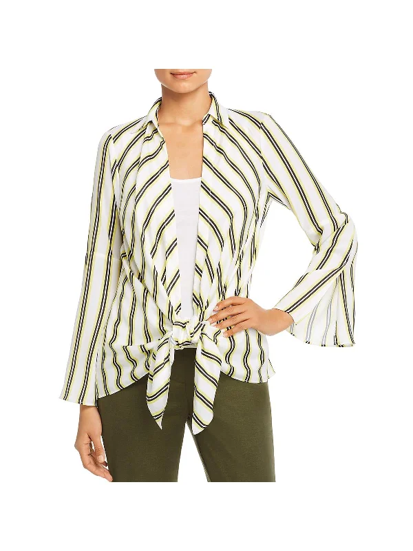 YEAR-End Clearance Womens Striped Tie Front Blouse