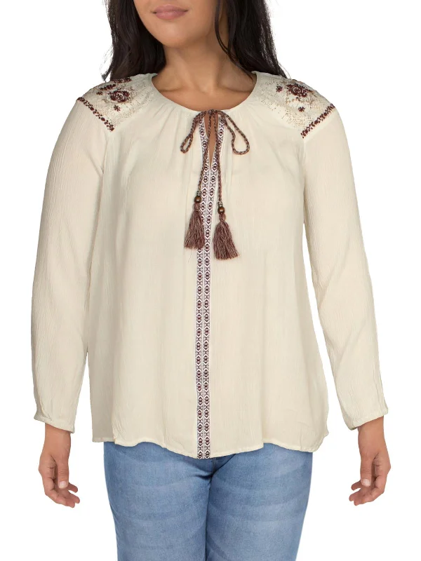 Exclusive Offers Womens Tassels Lace Blouse