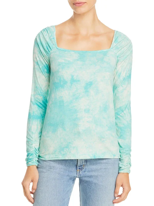 Daily Specials Womens Tie-Dye Ruched Pullover Top