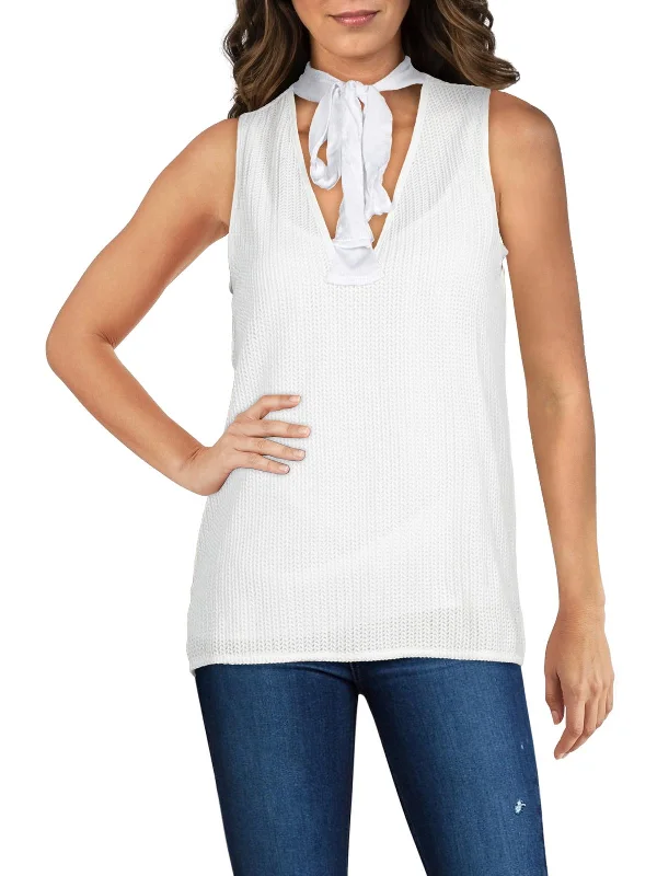 Exclusive Preview Womens Tie Neck V Neck Tank Top