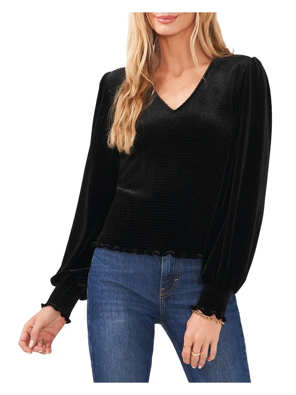 Amazing Deals Womens Velvet V Neck Blouse