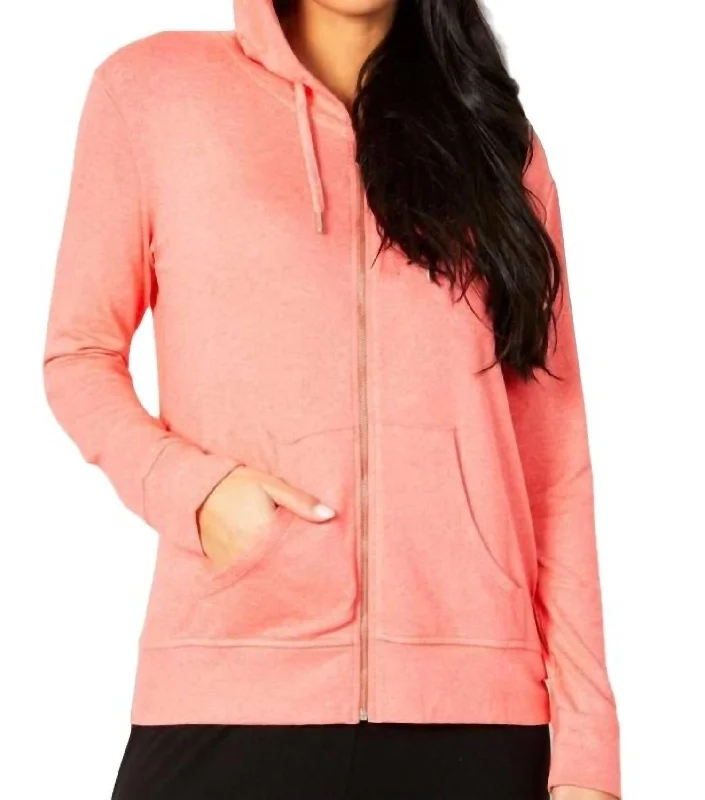 Reduced Prices Zip Peace Hoodie In Coral