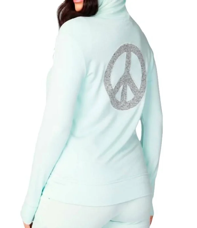 Act Fast Zip Peace Hoodie In Mist