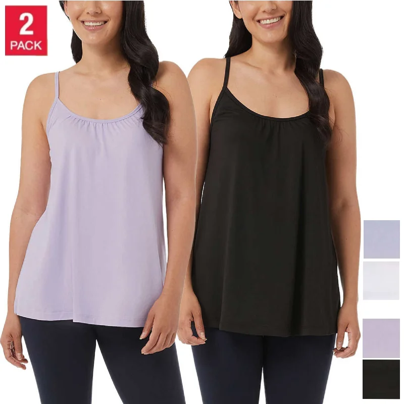 Price Rollback 32 Degrees Women's  2-Pack Wire Free Built-in Bra Stretch Top Relaxed Fit Camisole