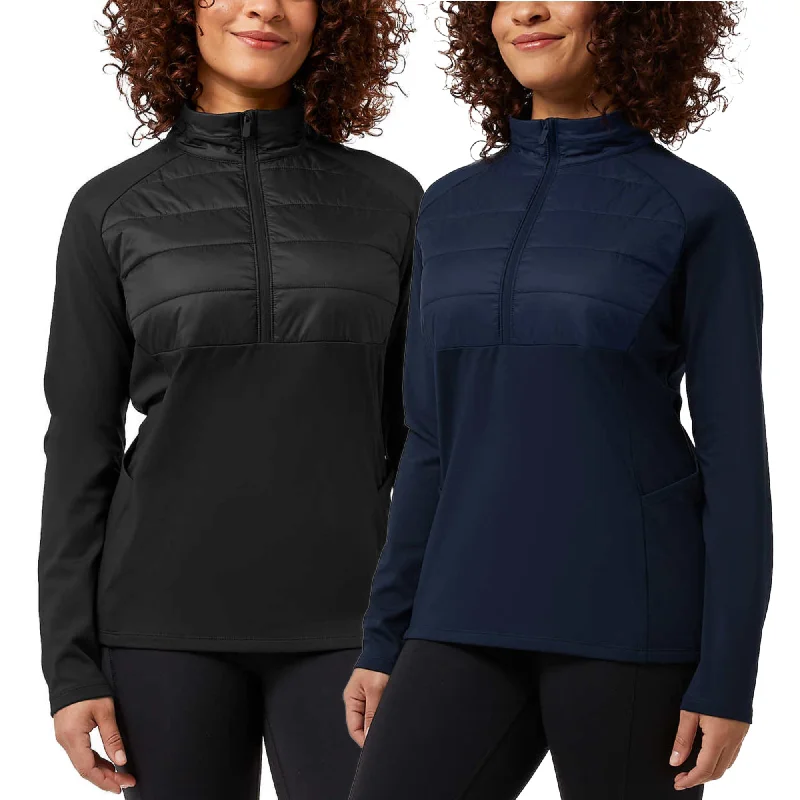 Can't Miss 32 Degrees Women's Half Zip Fleece Lined Stretch Comfort Sweatshirt Active Top
