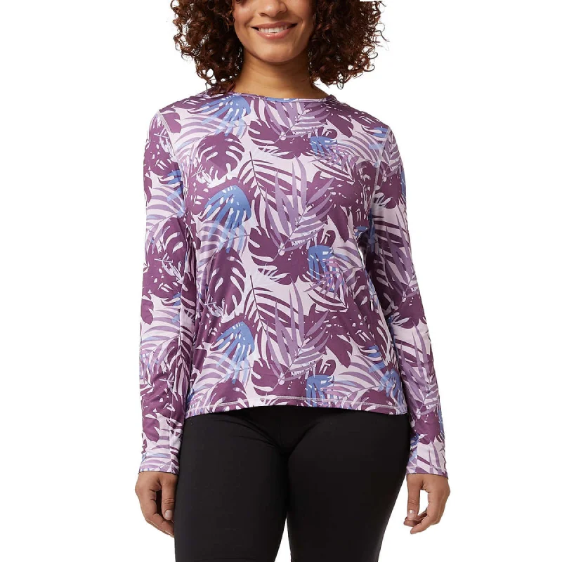 Amazing Deals 32 Degrees Women's  Palm Leaf Print Tee UPF 50+ Protection Long Sleeve Sun T-Shirt