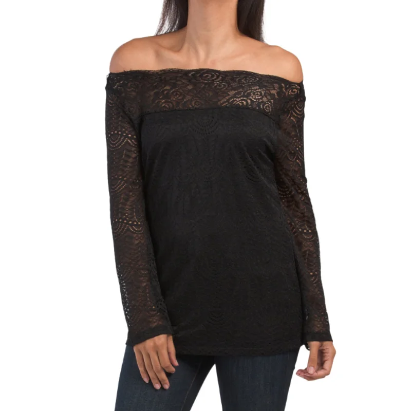 Epic Deals ADIVA Women's All Over Off the Shoulder Lace Top