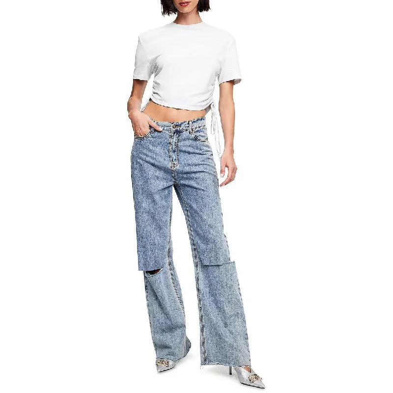 Special Savings Agyness Womens Marled Short Sleeve Cropped