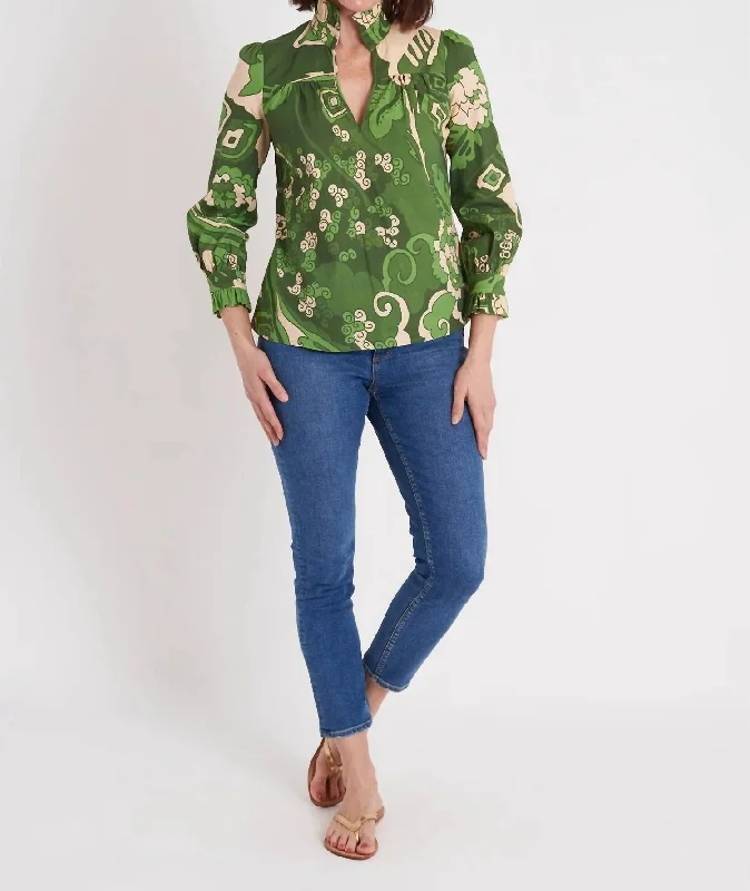 Major Savings Aspen Blouse In Whirlwind Green